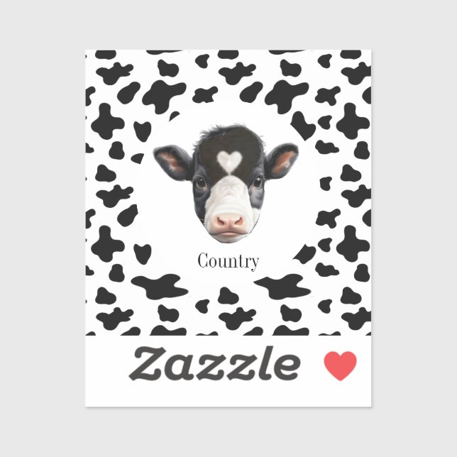 Black and White Cow Face Sticker (Sheet)