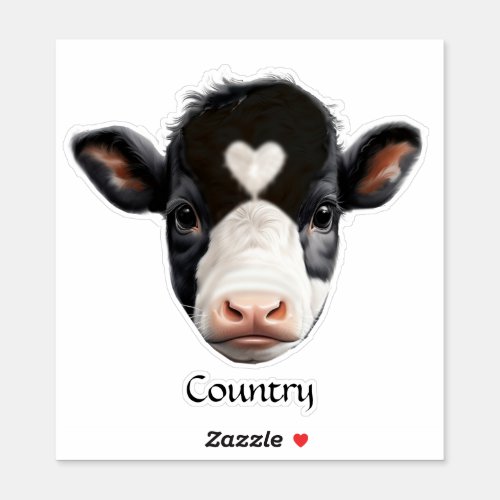 Black and White Cow Face Sticker