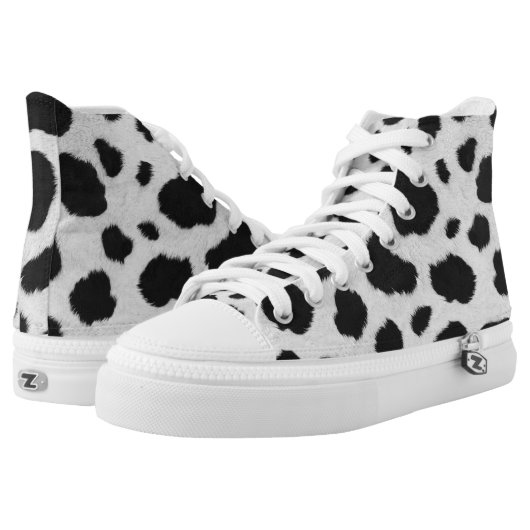 Black and white cow faux fur pattern High-Top sneakers (Pair)