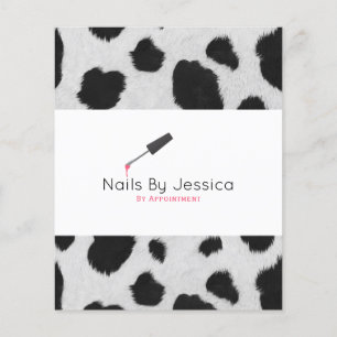 Black and white cow faux fur, price list flyer