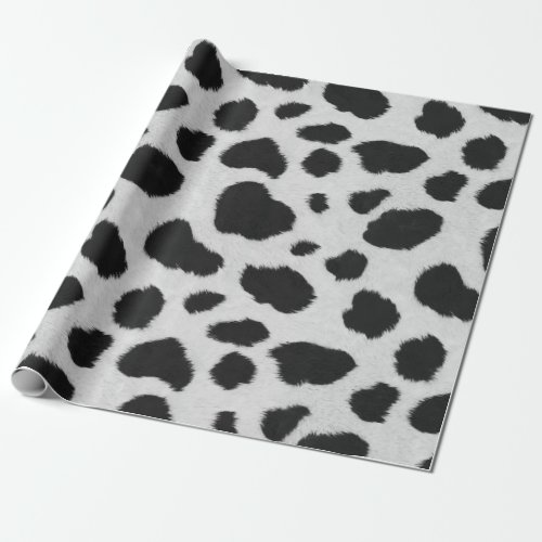 Black and white cow faux fur wrapping paper