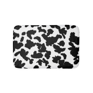 Black And White Cow Hide Fur Pattern Bath Mat