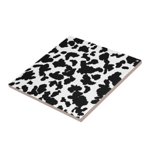 Black And White Cow Hide Fur Pattern Ceramic Tile