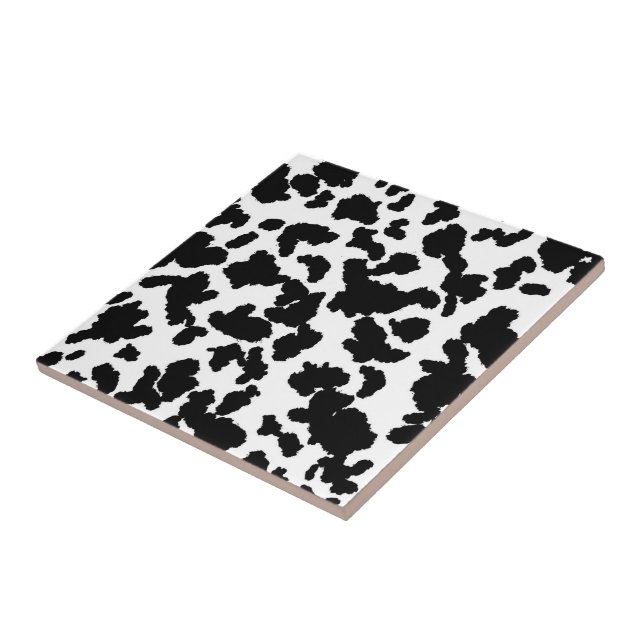 Black And White Cow Hide Fur Pattern Ceramic Tile (Side)