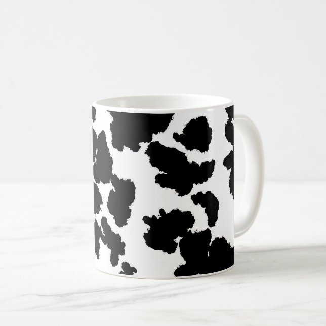 Black And White Cow Hide Fur Pattern Coffee Mug (Front Right)