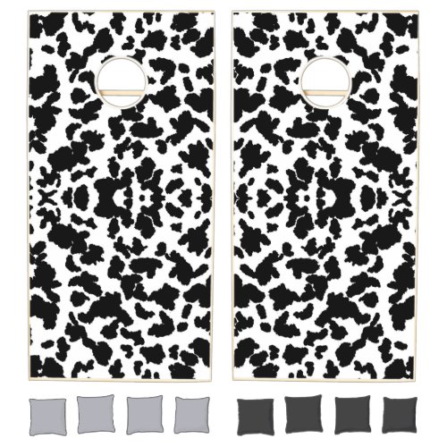 Black And White Cow Hide Fur Pattern  Cornhole Set