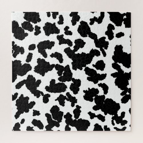 Black And White Cow Hide Fur Pattern Jigsaw Puzzle