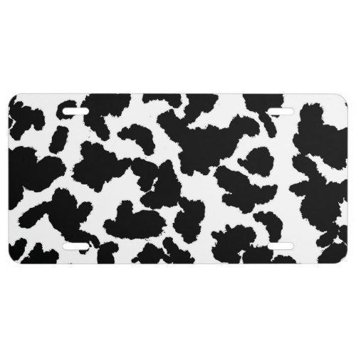 Black And White Cow Hide Fur Pattern License Plate