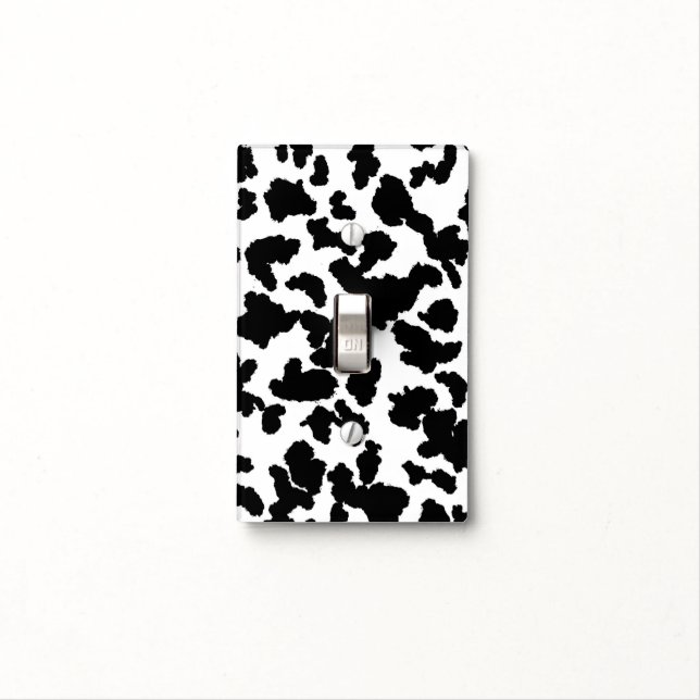 Black And White Cow Hide Fur Pattern Light Switch Cover (In Situ)
