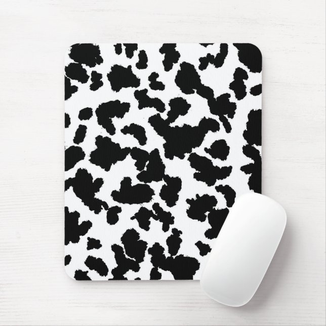 Black And White Cow Hide Fur Pattern Mouse Pad (With Mouse)