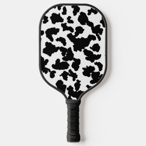 Black  And White Cow Hide Fur Pattern Pickleball Paddle