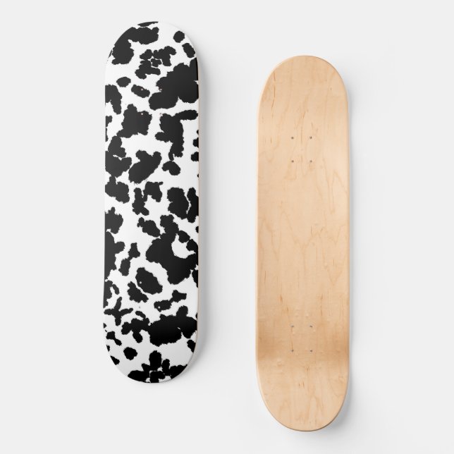 Black And White Cow Hide Fur Pattern  Skateboard (Front)