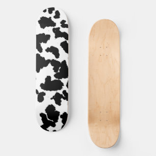 Black And White Cow Hide Fur Pattern Skateboard