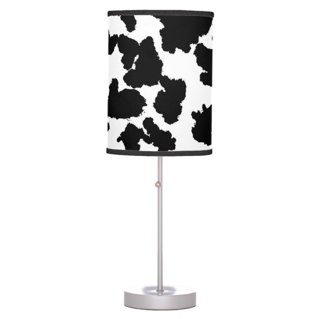 Black And White Cow Hide Fur Pattern Table Lamp (Front)