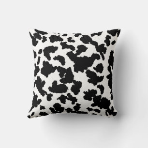 Black And White Cow Hide Fur Pattern Throw Pillow
