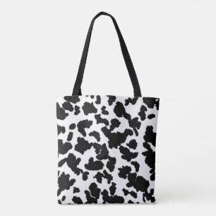 Black And White Cow Hide Fur Pattern Tote Bag