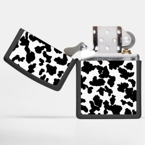 Black And White Cow Hide Fur Pattern Zippo Lighter