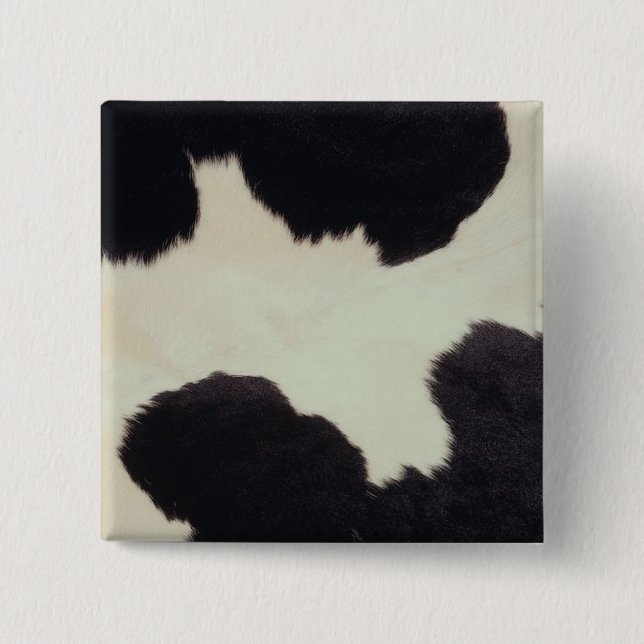Black and White Cow Hide Pinback Button (Front)