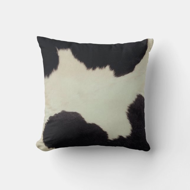 Black and White Cow Hide Throw Pillow (Front)
