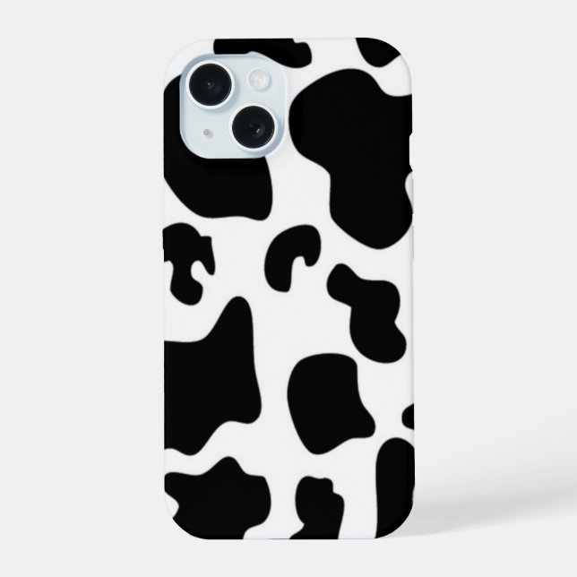 Black and White Cow iPhone 15 Case (Back)