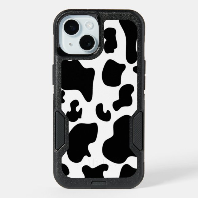 Black and White Cow iPhone 15 Case (Back)