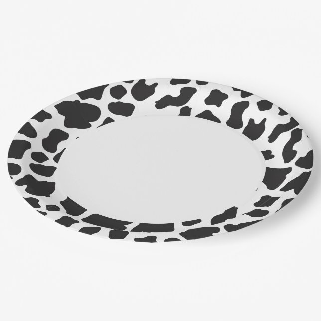 Black And White Cow Paper Plates (Angled)