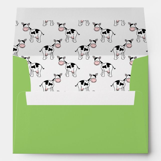 Black and White Cow Pattern, Choose Outer Color Envelope (Back (Bottom))