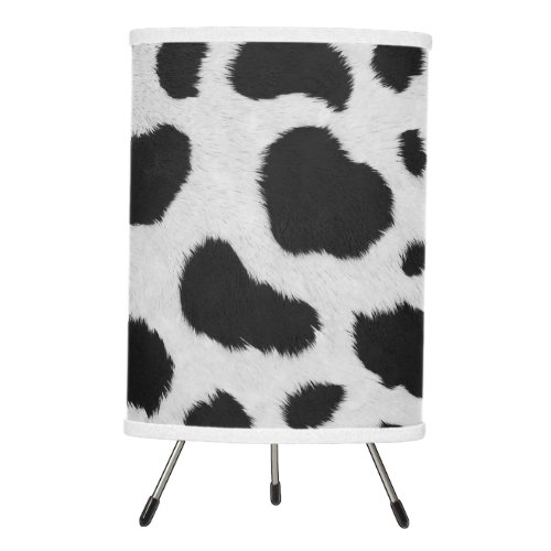 Black and white cow pattern fur texture tripod lamp