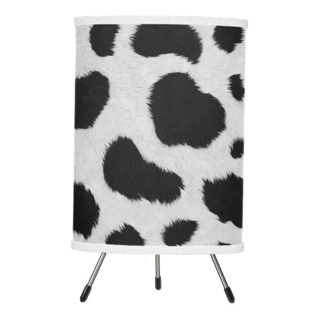 Black and white cow pattern fur texture tripod lamp (Front)