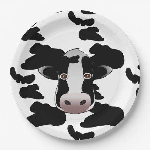 Black and White Cow Pattern Paper Plates