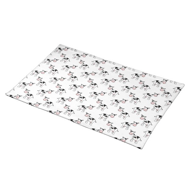 Black and White Cow Pattern. Placemat (On Table)
