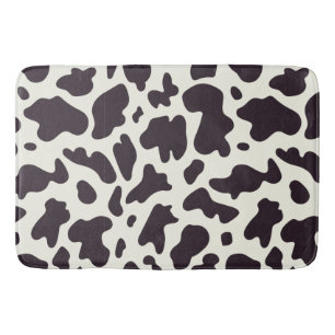 Black and White Cow Pattern Print Bath Mat