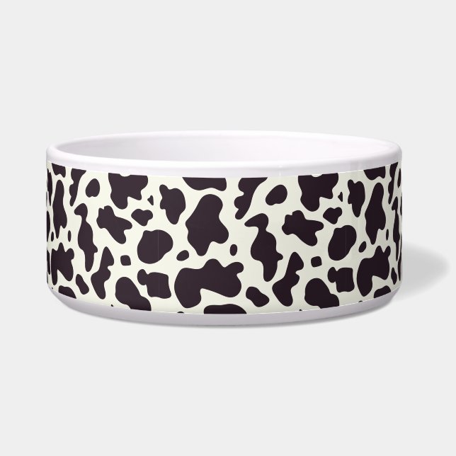 Black and White Cow Pattern Print Bowl (Front)
