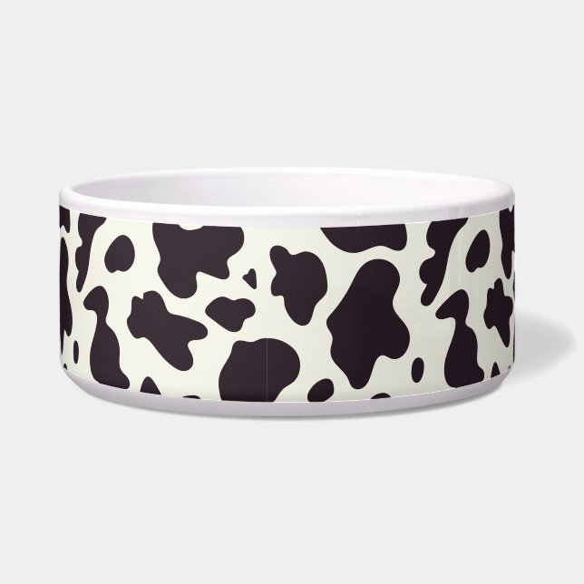 Black and White Cow Pattern Print Bowl (Front)
