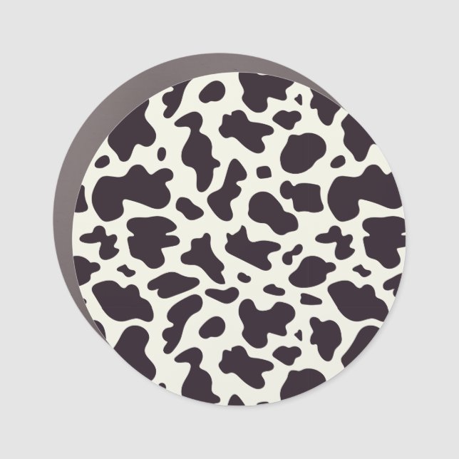 Black and White Cow Pattern Print Car Magnet (Front)