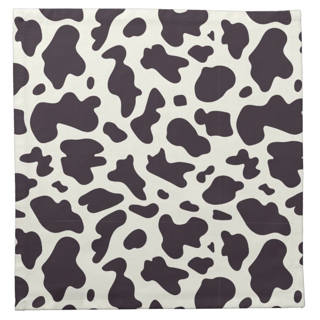 Black and White Cow Pattern Print  Cloth Napkin (Front)