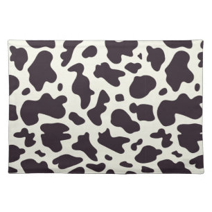 Black and White Cow Pattern Print Cloth Placemat