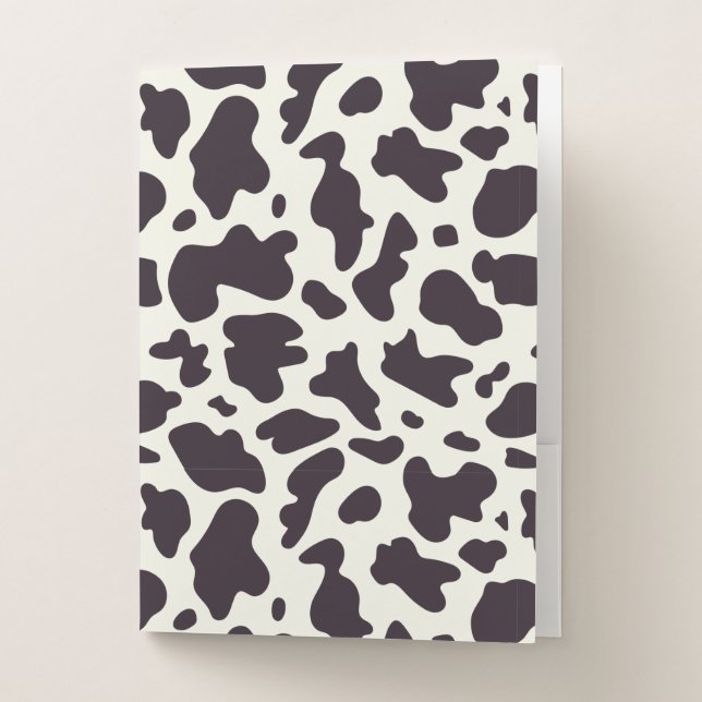 Black and White Cow Pattern Print Pocket Folder (Front)
