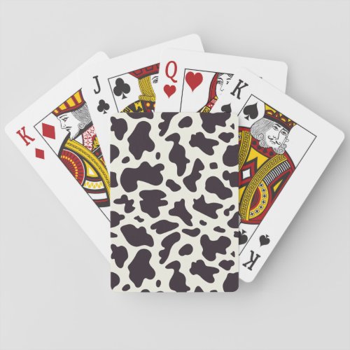 Black and White Cow Pattern Print Poker Cards