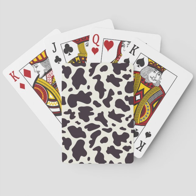 Black and White Cow Pattern Print Poker Cards (Back)