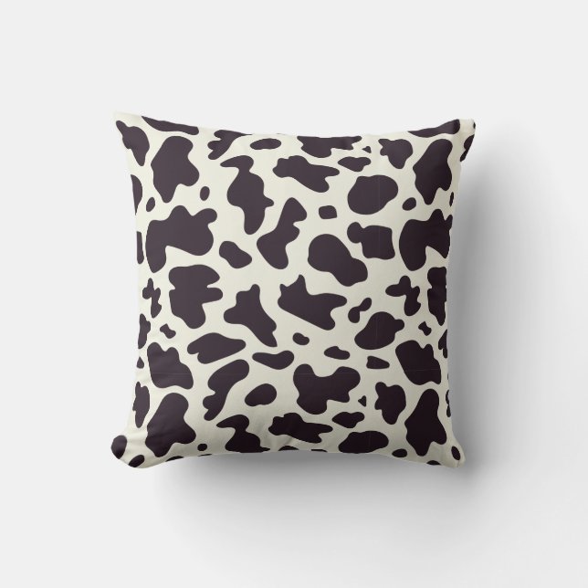 Black and White Cow Pattern Print Throw Pillow (Front)