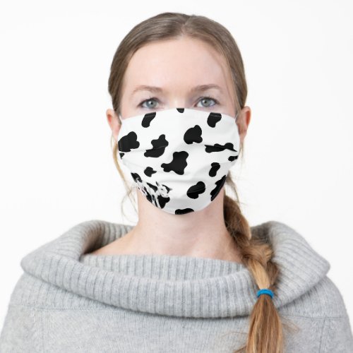 black and white cow print adult cloth face mask