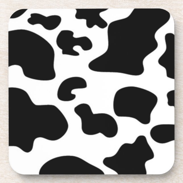 Black and White Cow print Beverage Coaster (Front)