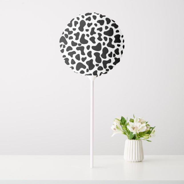 Black and White Cow Print Birthday Balloon (In SItu)