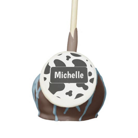 Black and White Cow Print Cake Pops (Front)
