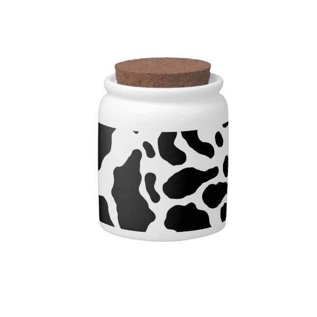 Black and White Cow Print Candy Jar (Front)