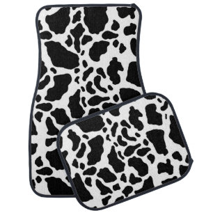 Black and White Cow Print Car Floor Mat