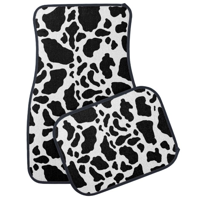 Black and White Cow Print Car Floor Mat (Set)