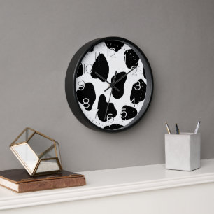 Black And White Cow Print Clock