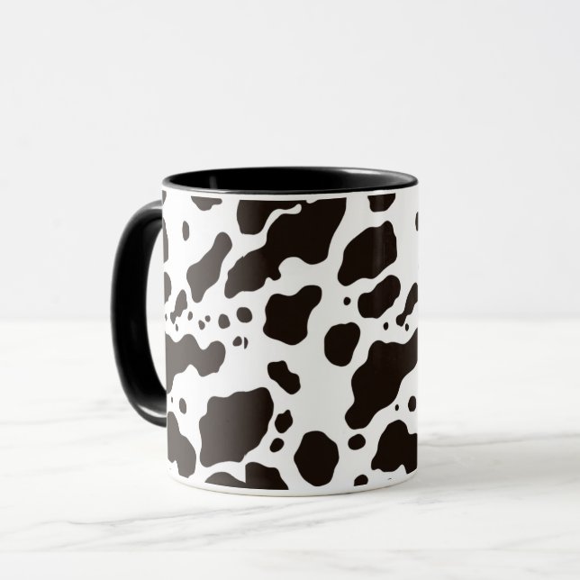 Black and White Cow Print Coffee Mug (Front Left)